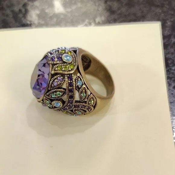 Heidi Daus Purple and Gold Statement Ring - Picture 3 of 6